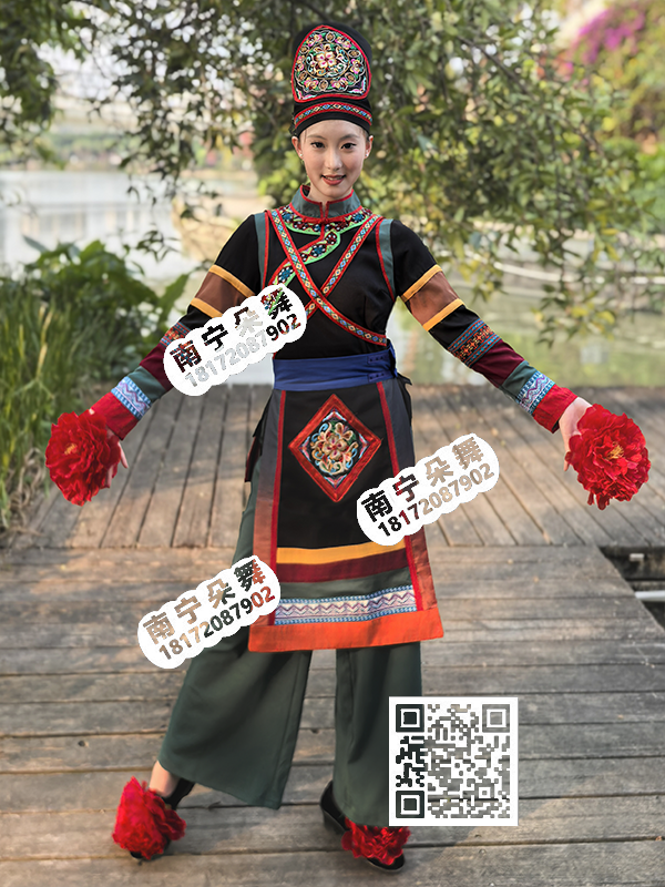 黑衣绿裤幸福脚步彝族裤装