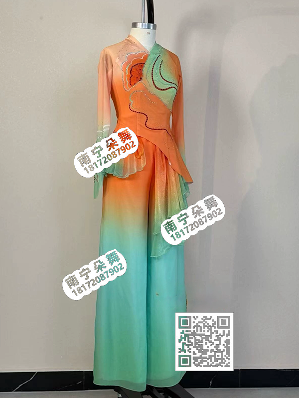 橙绿渐变春望古典女群舞服