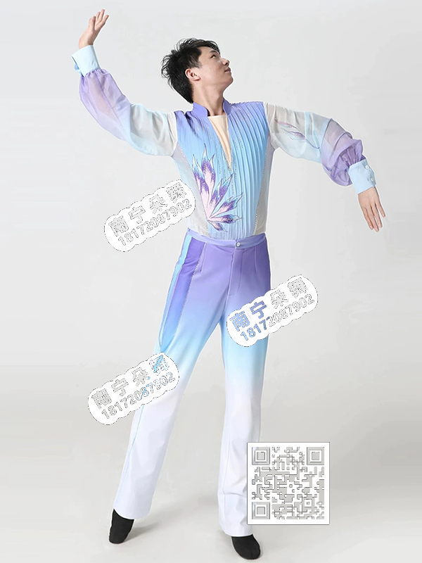 蓝白渐变仲夏舞当代男衣裤